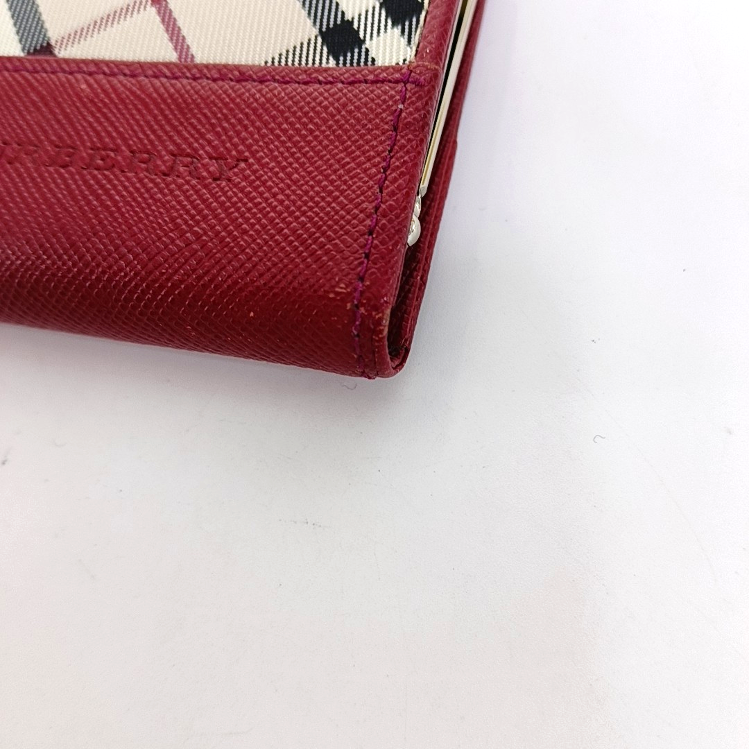 BURBERRY Red Cowhide Embossed Card Case Silver Hardware-(SKU)-942668927