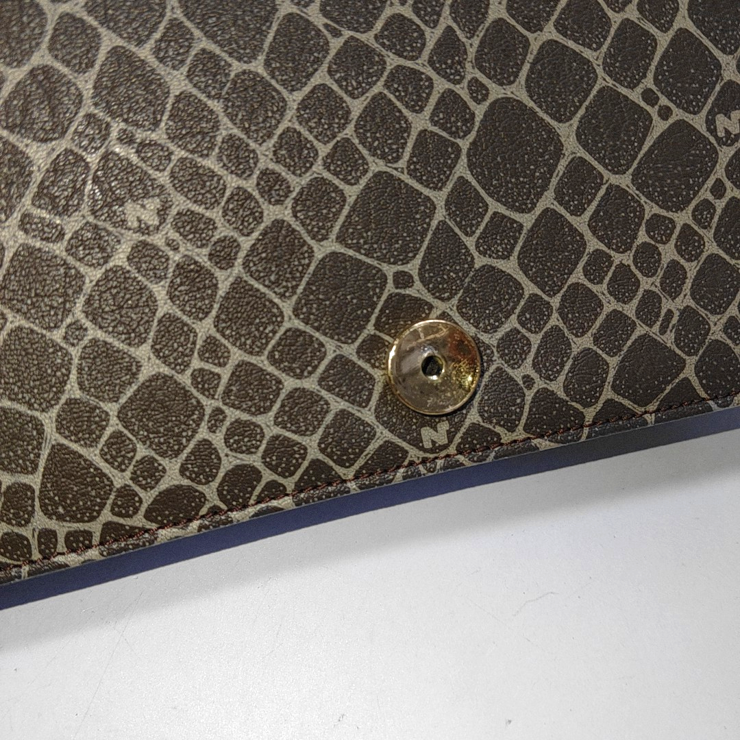 NINA RICCI Khaki Coated Fabric Monogram Single Shoulder Bag Handbag Golden hardware Removable shoulder strap-(SKU)-935601864