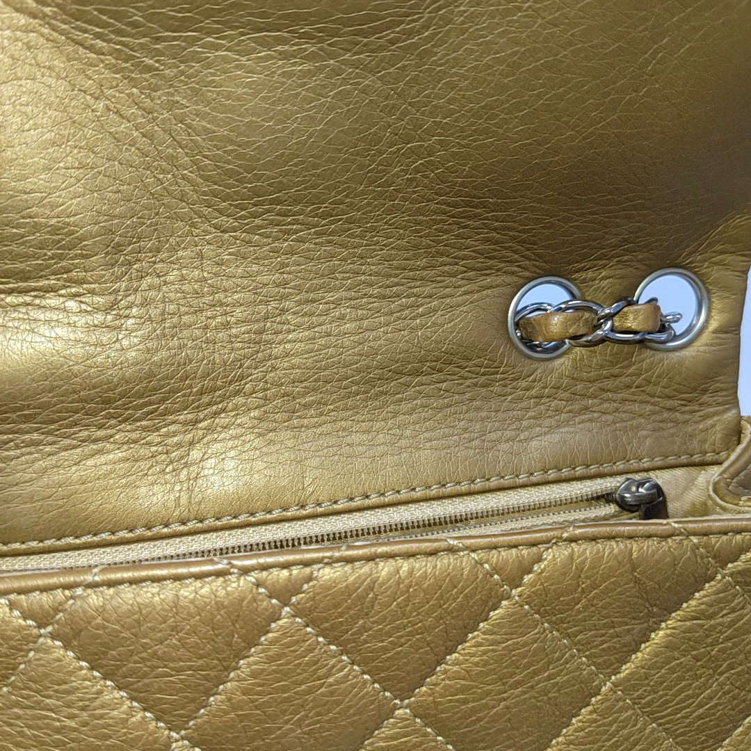 CHANEL CLASSIC FLAP Brown Deer Calfskin Quilted Handbag Silver Hardware 10 Clasp-(SKU)-940915348