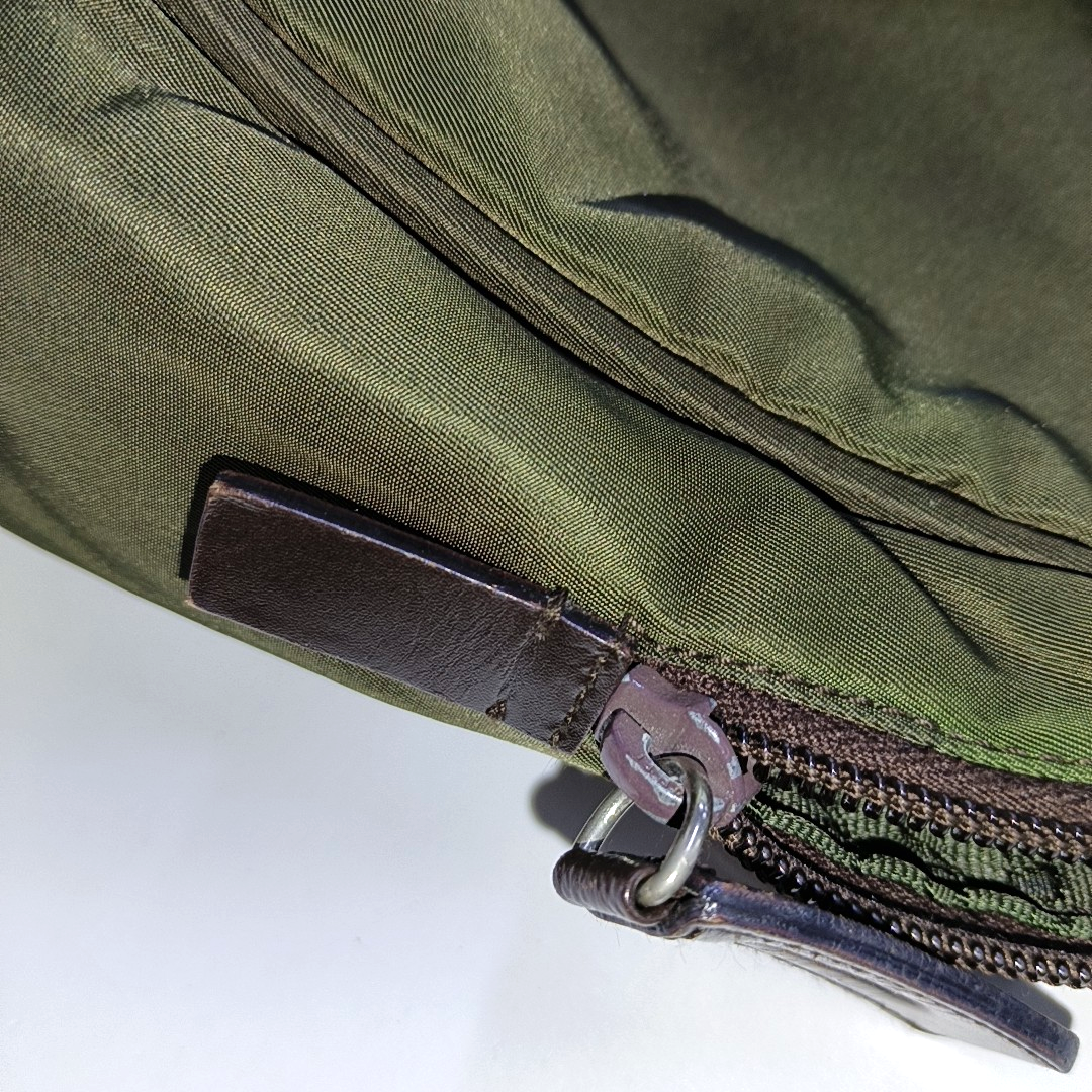 PRADA Tote bag Green Nylon Logo Handbag Silver Green Hardware-(SKU)-935552003