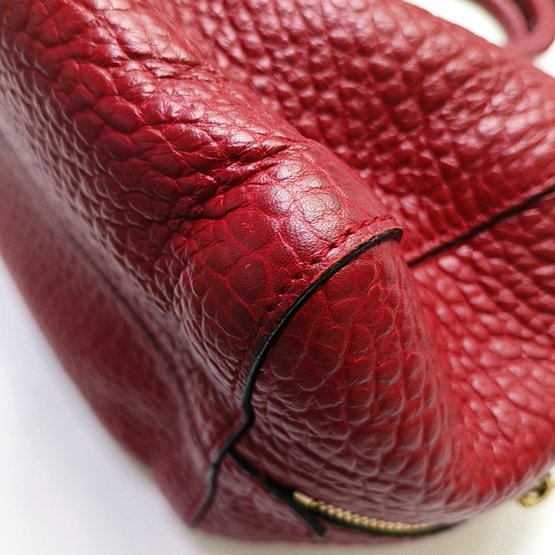 BURBERRY Red Cowhide Embossed Single Shoulder Bag Handbag Crossbody Golden hardware Removable shoulder strap-(SKU)-955432116