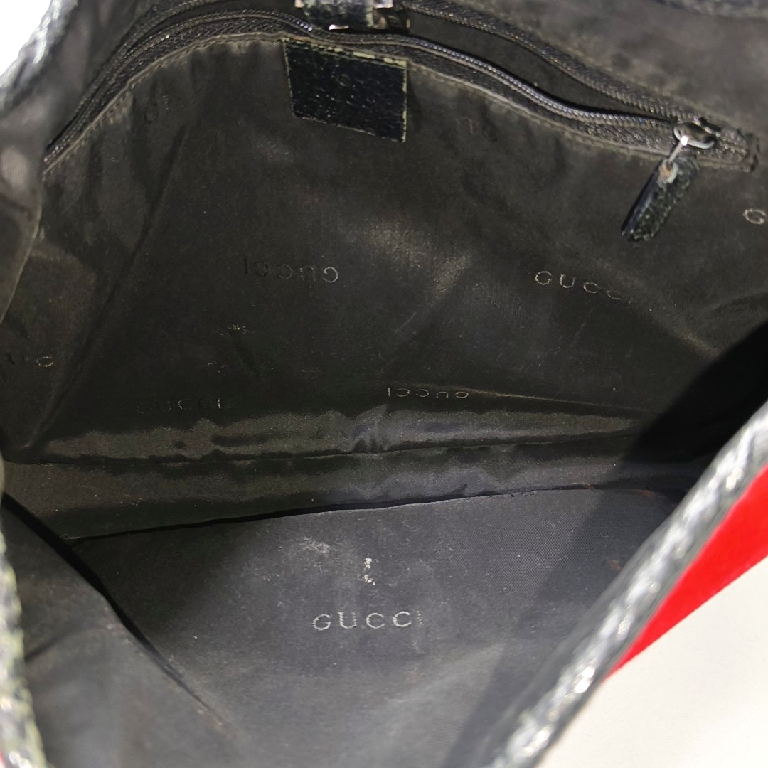 GUCCI Bardot Red suede single shoulder bag Black hardware-(SKU)-947350422