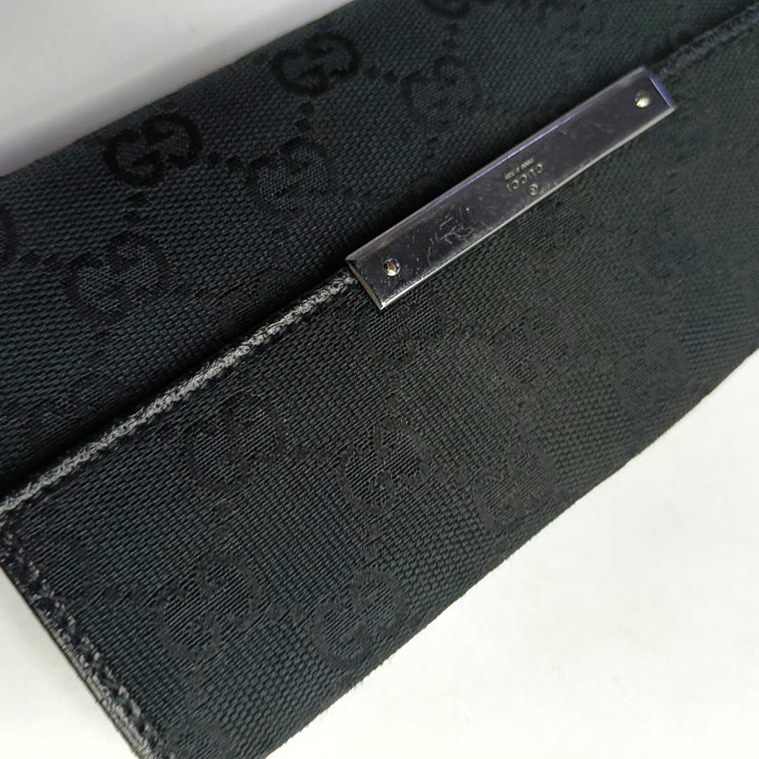 GUCCI Black Canvas Vintage Wallet Golden hardware-(SKU)-958453110