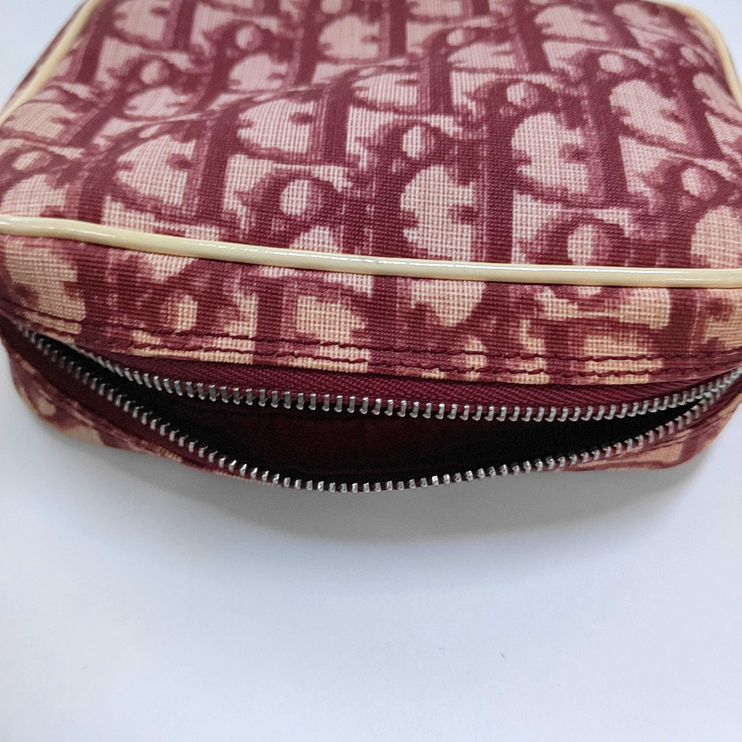 DIOR Camera Bag Burgundy Coated Canvas Monogrammed Handbag Handbag Golden Silver Hardware-(SKU)-959105471