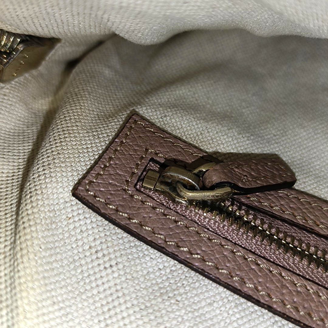 GUCCI Bree Khaki Canvas Monogram Tote Bag Single Shoulder Bag Golden hardware-(SKU)-959592766
