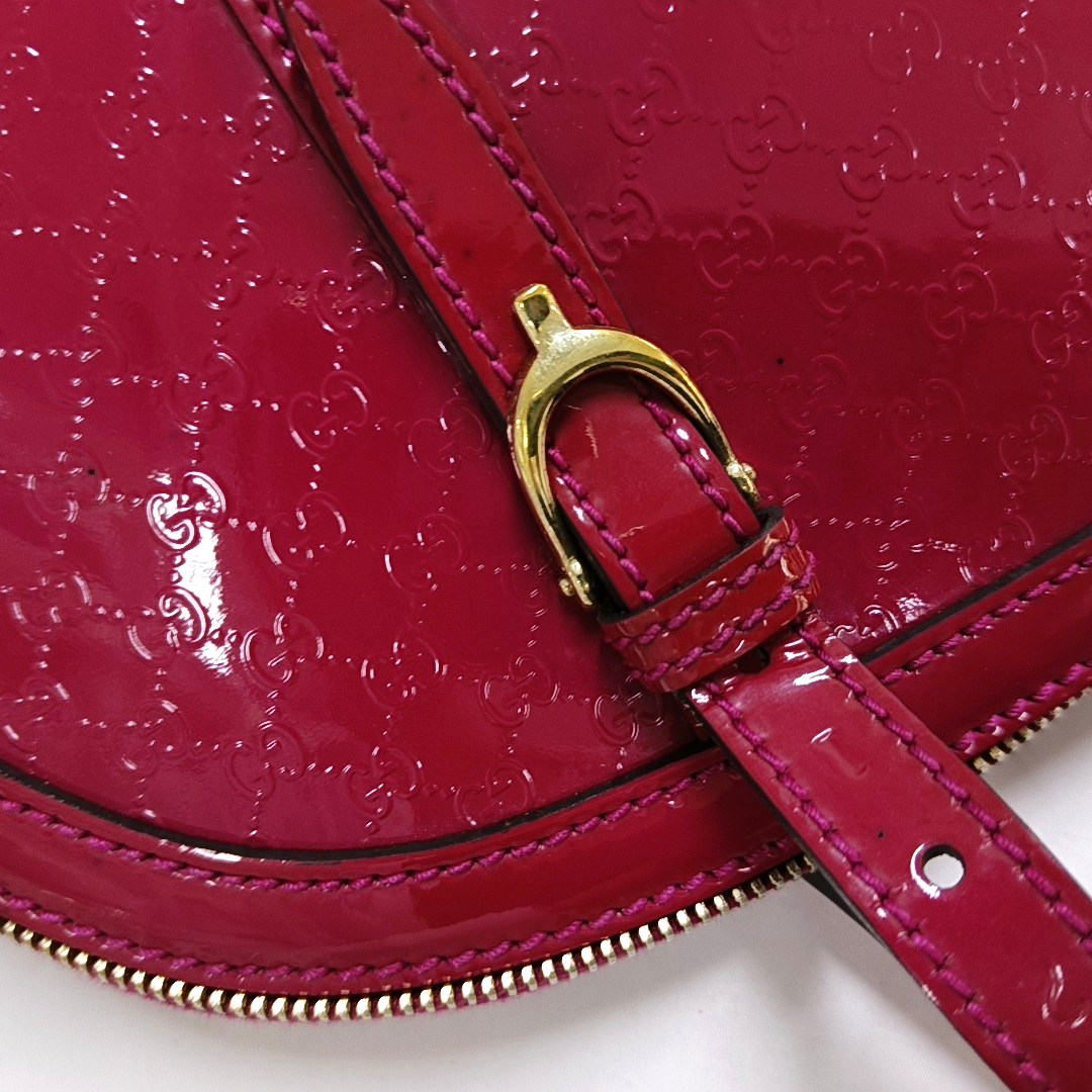GUCCI Microguccissima Fuchsia Leather Monogrammed Crossbody Shoulder Bag Handbag Golden hardware Removable shoulder strap-(SKU)-959657436