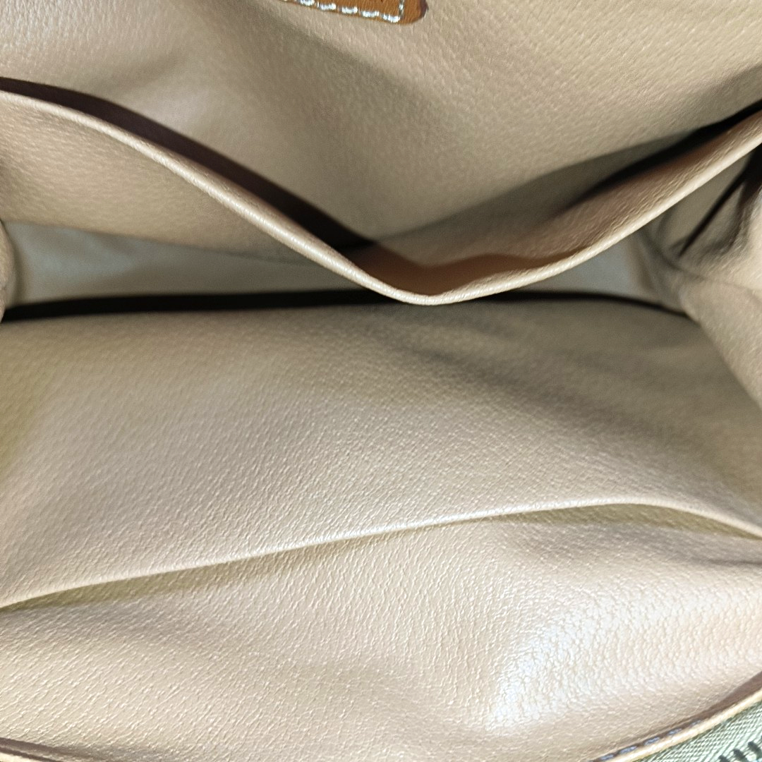 CELINE Khaki Coated Canvas Triumph Clutch Golden hardware-(SKU)-955736593