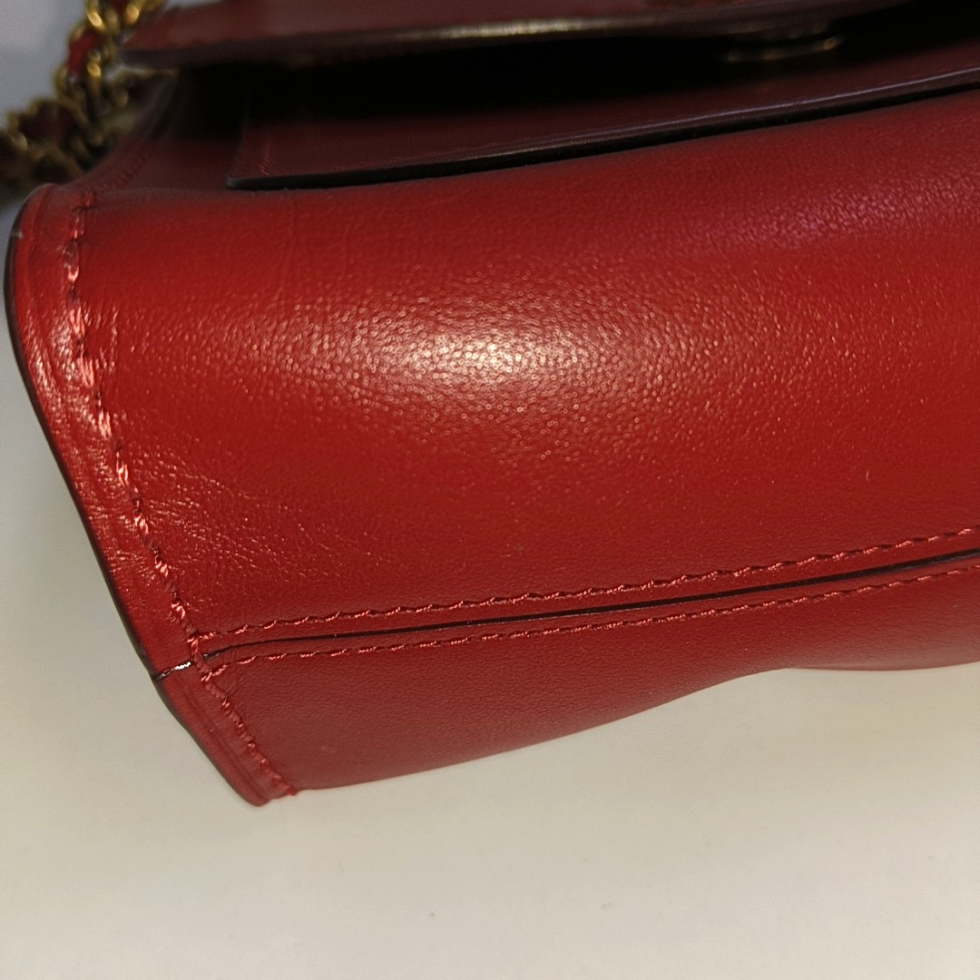 COACH MADISON 18 Red Cowhide Crossbody Single Shoulder Bag Golden hardware-(SKU)-940523724