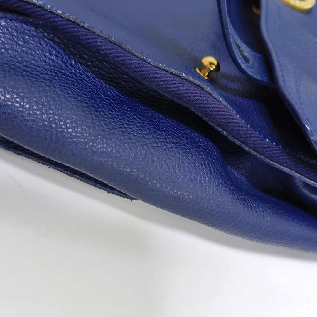 YSL MUSE TWO Dark Blue Cowhide Studs Handbag Golden hardware-(SKU)-939599133
