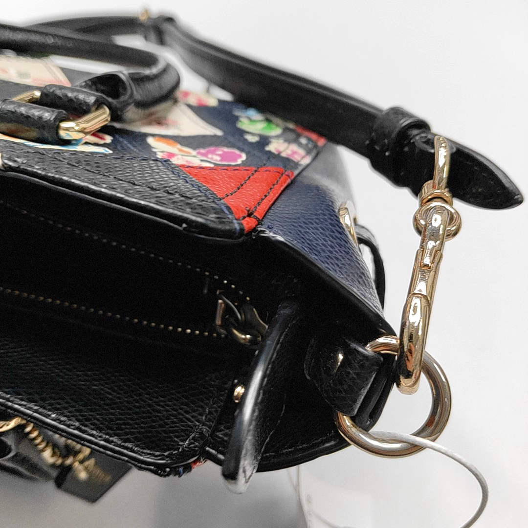 COACH SWAGGER Multicolor Leather Print Woven Crossbody Shoulder Bag Tote Golden hardware Removable shoulder strap-(SKU)-944220951