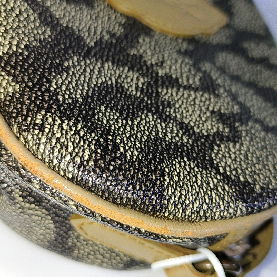 YSL Grey Coated Canvas Animal Print Crossbody Bag Single Shoulder Bag Black hardware-(SKU)-935282127