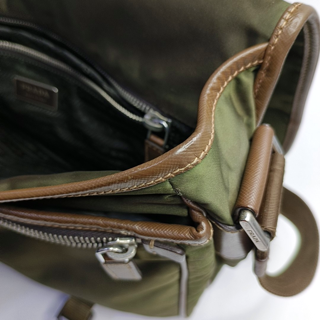 PRADA Green Nylon Crossbody Bag Single Shoulder Bag Silver Hardware-(SKU)-953032418