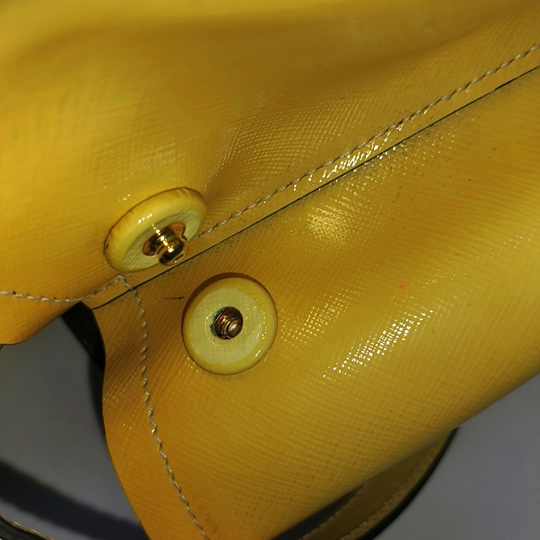 PRADA Double Yellow cowhide logo cross-grain shoulder bag Golden hardware Removable shoulder strap-(SKU)-945527362