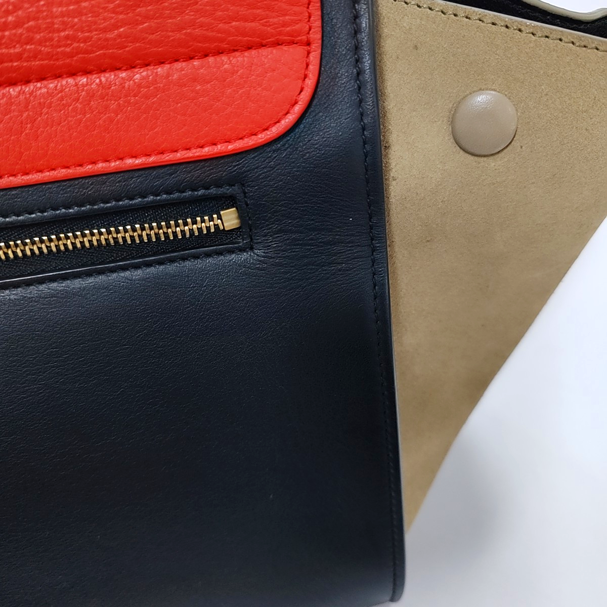 CELINE TRAPEZE Small size Multicolor Calf Leather Hammock Bag Crossbody Handbag Single Shoulder Bag Golden hardware Removable shoulder strap-(SKU)-945399708
