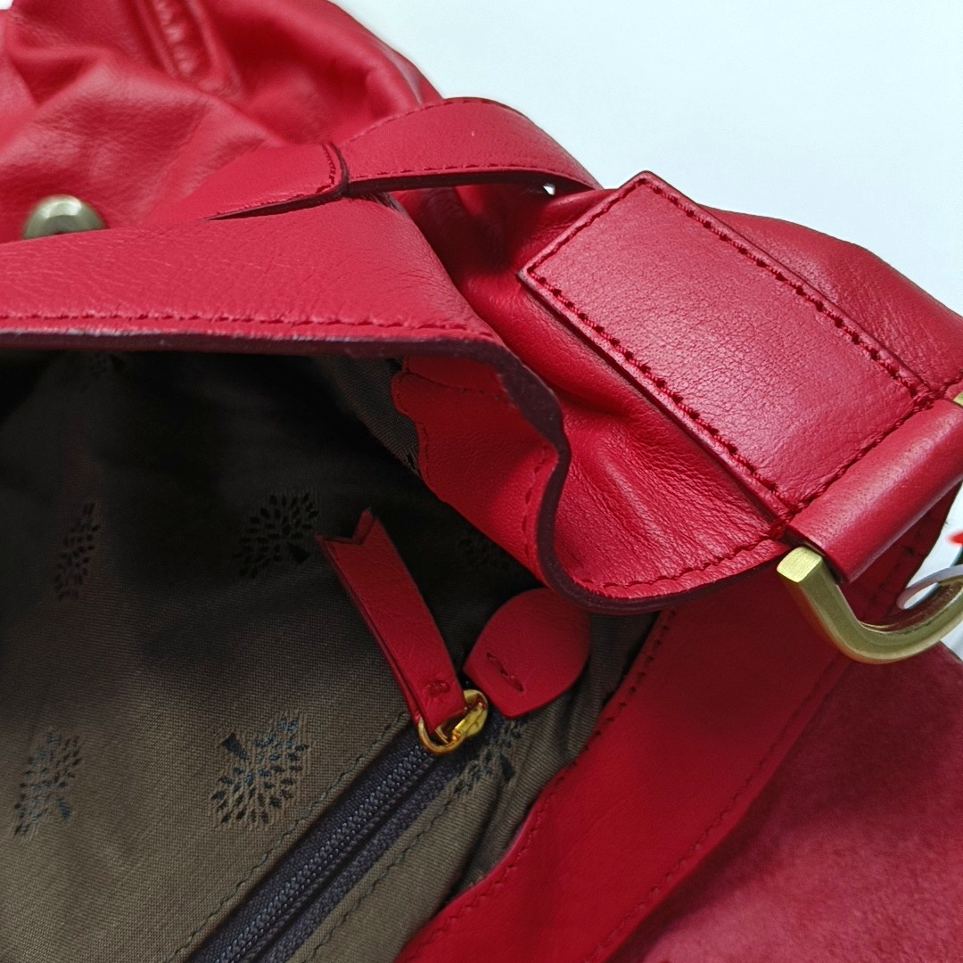 Mulberry Alexa Red Cowhide Single Shoulder Bag Handbag Crossbody Bag Golden hardware Removable shoulder strap-(SKU)-951491621