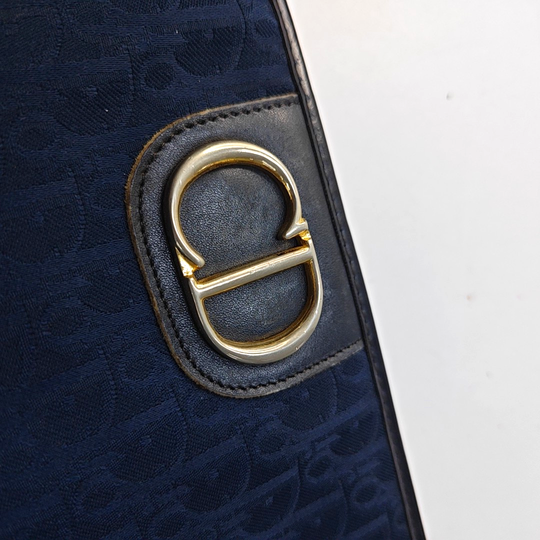 DIOR Blue Fabric Monogrammed Jacquard Single Shoulder Bag, Crossbody Bag Golden hardware-(SKU)-950956389