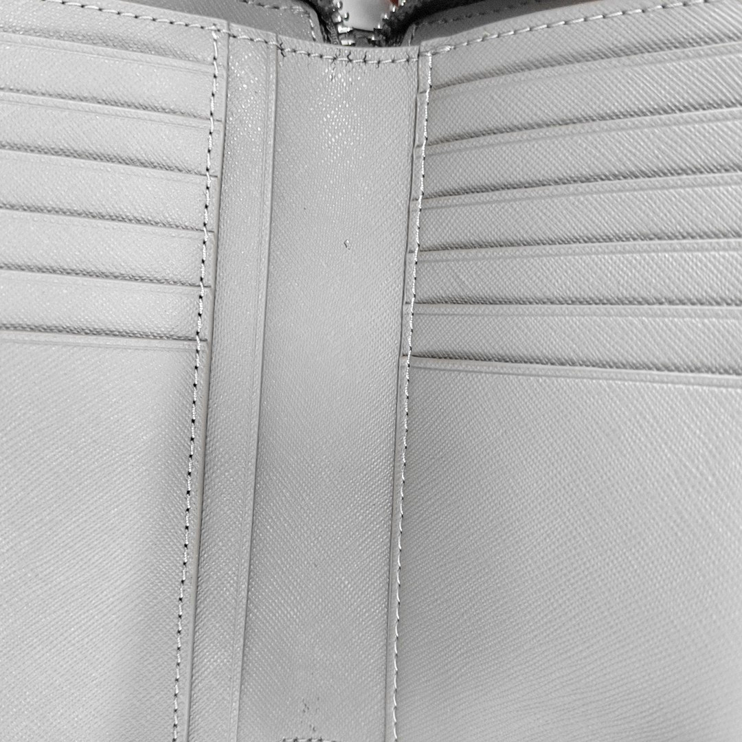 TORY BURCH Gray Leather Embossed Wallet Silver Hardware-(SKU)-14016199