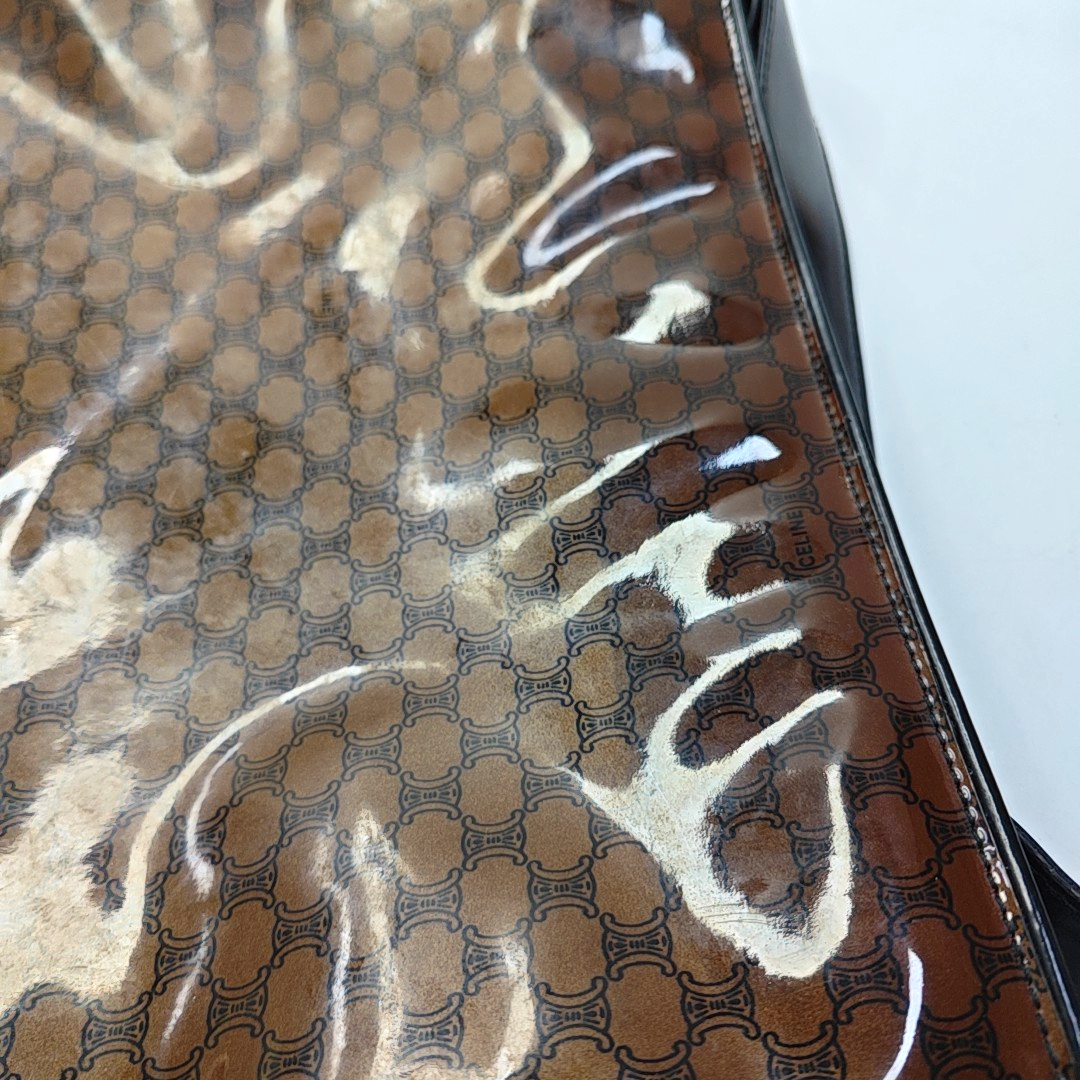 CELINE Tote bag Brown Special Material Triumphal Arch Single Shoulder Handbag Tote Golden hardware-(SKU)-949478098
