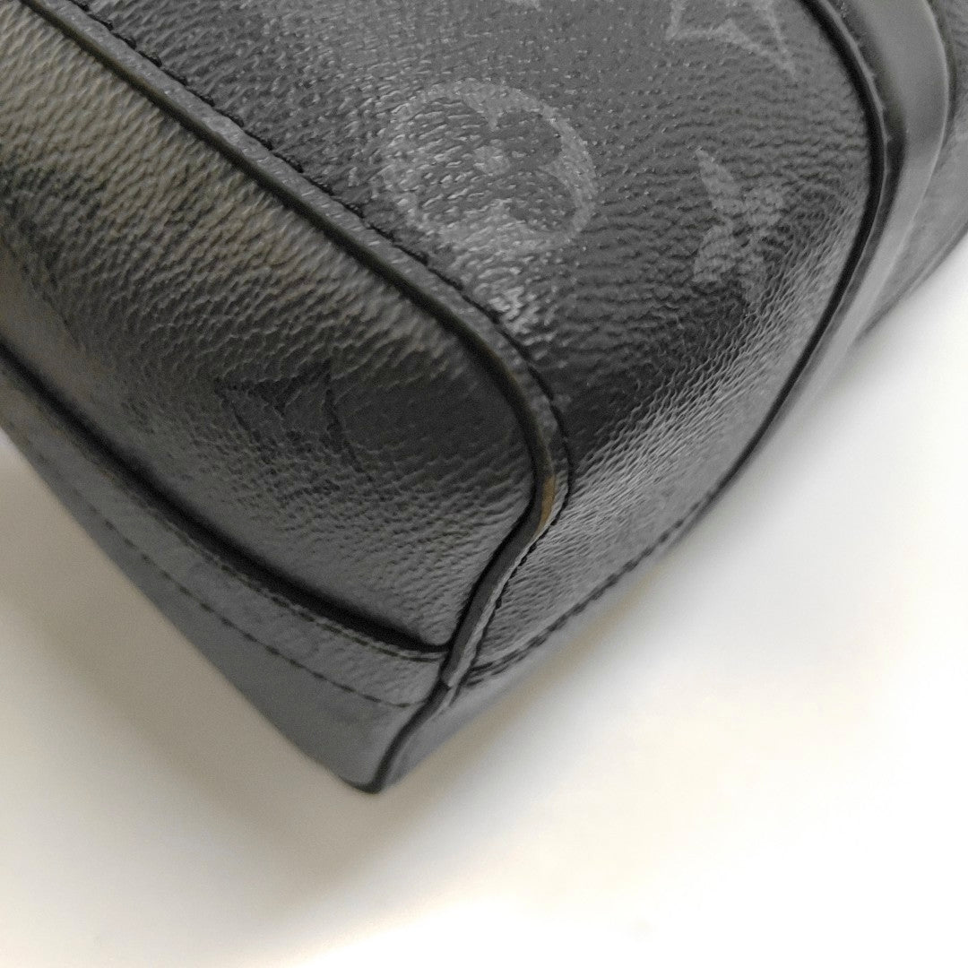 LOUIS VUITTON KEEPALL Black Coated Canvas Monogram Black Samurai Crossbody Bag Shoulder Bag Silver Hardware Removable Strap-(SKU)-965838556