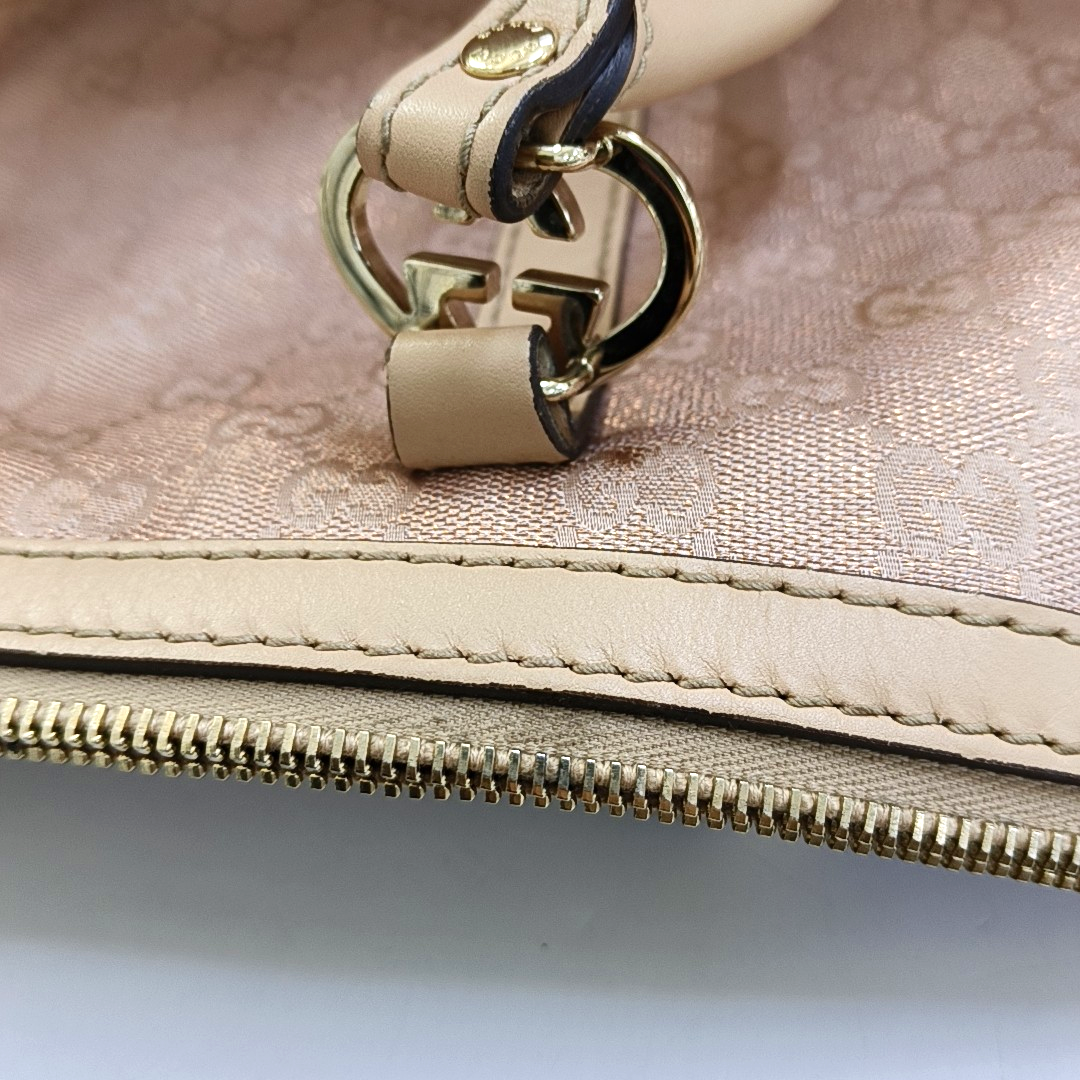 GUCCI Tote bag Large size Pink Canvas Monogrammed Tote Bag Single Shoulder Bag Golden hardware-(SKU)-956342457
