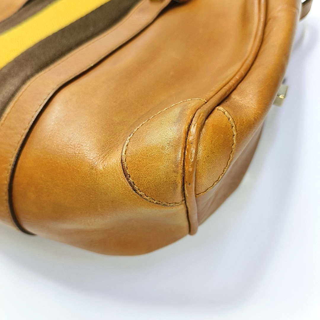 GUCCI Brown Leather Tote Bag Shoulder Bag Golden hardware-(SKU)-932783273