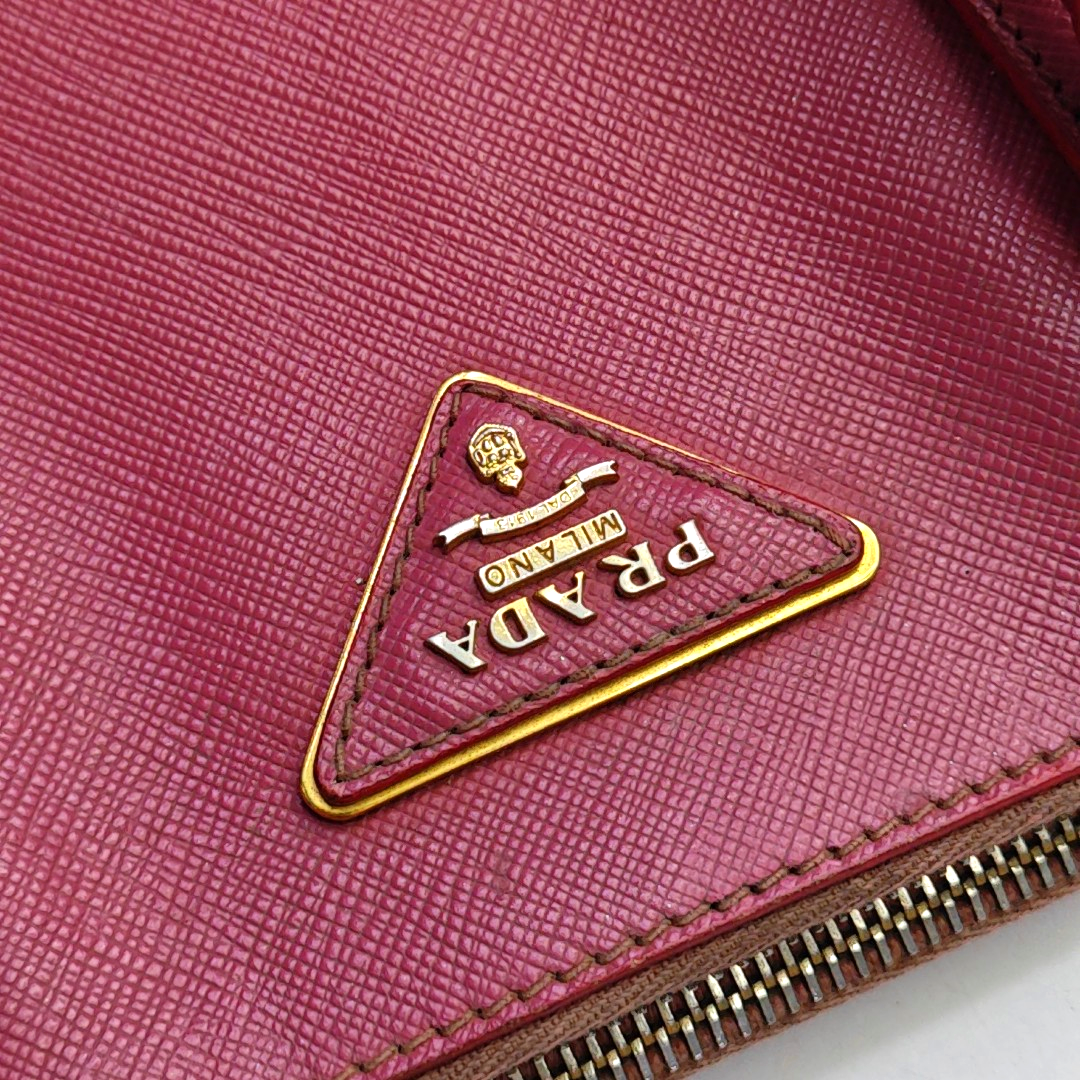PRADA Galleria Extra Large Pink Cow Leather Logo Crosshatch Killer Bag Handbag Shoulder Bag Crossbody Golden hardware-(SKU)-946380877
