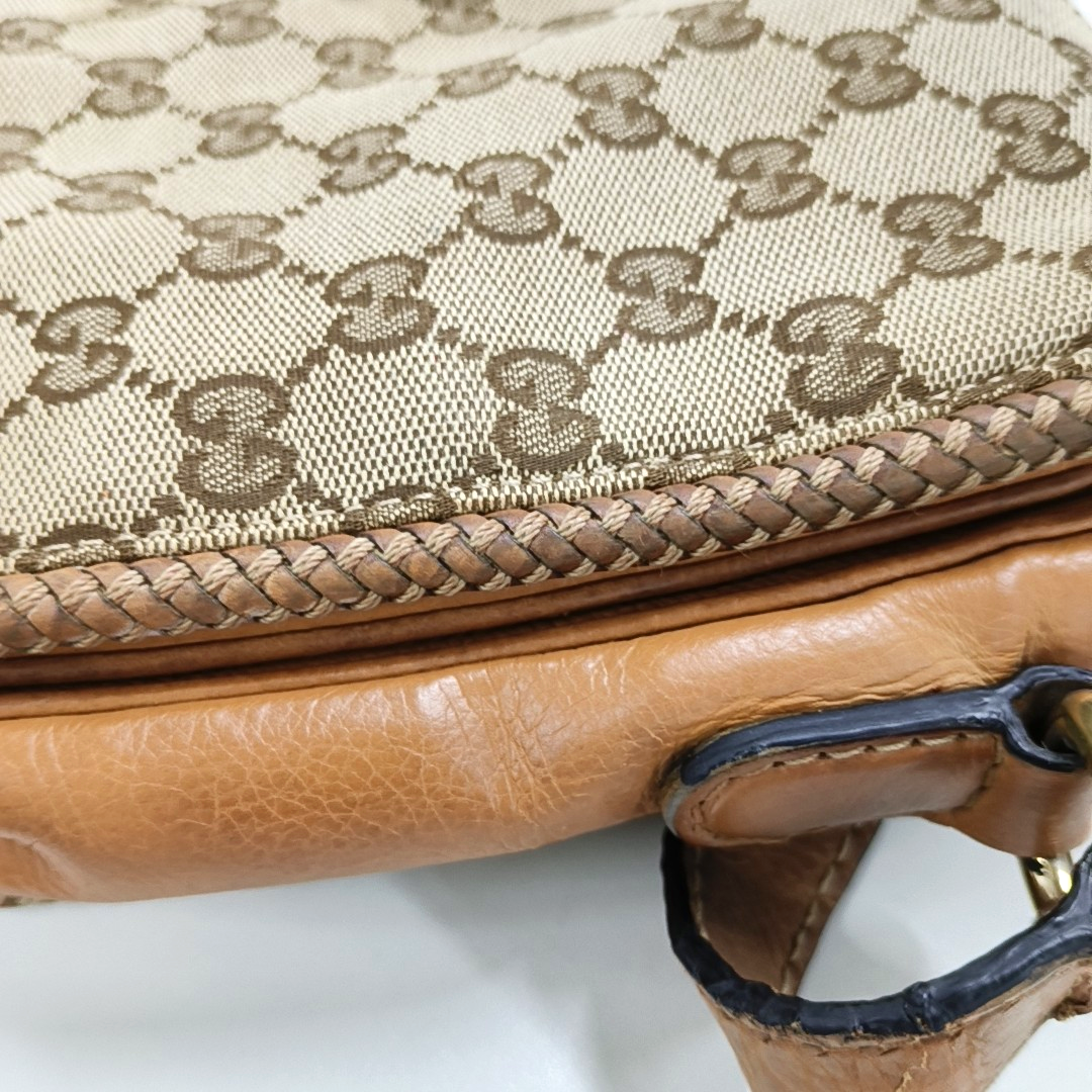 GUCCI Trunk Brown Canvas Old Flower Single Shoulder Bag Tote Bag Golden hardware-(SKU)-13447280