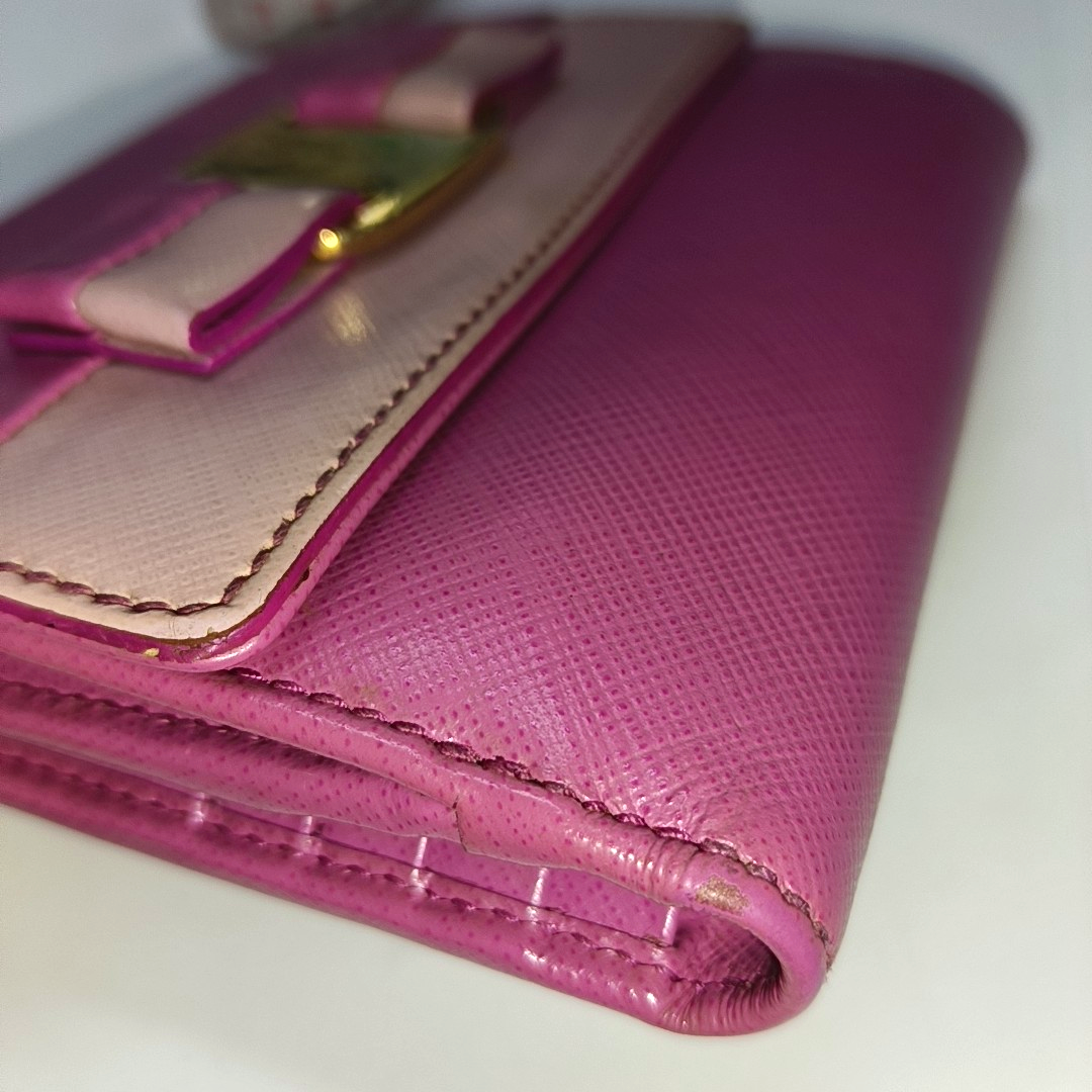 FERRAGAMO Vara Pink Leather Embossed Wallet Golden hardware-(SKU)-930486413