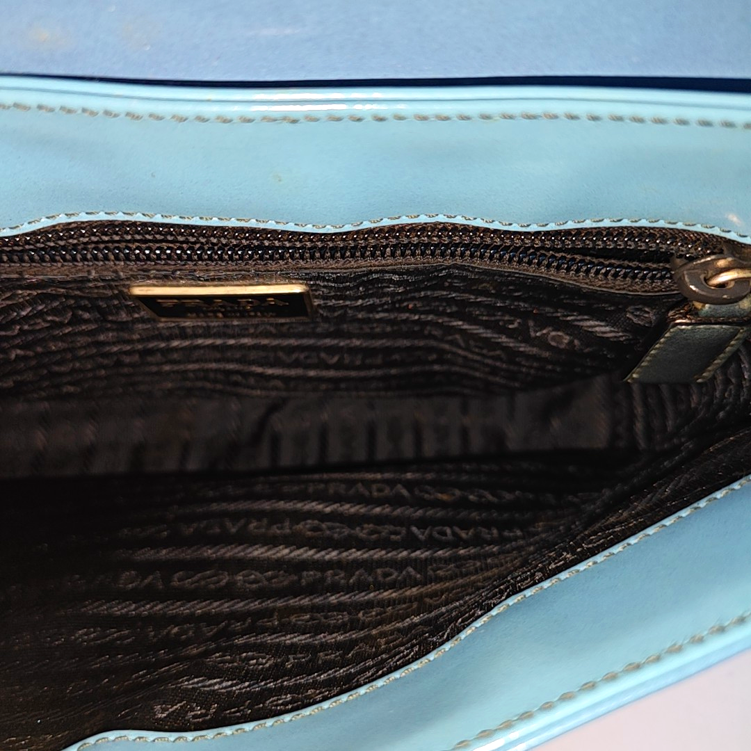PRADA Blue cowhide single shoulder bag Silver Hardware-(SKU)-935766578