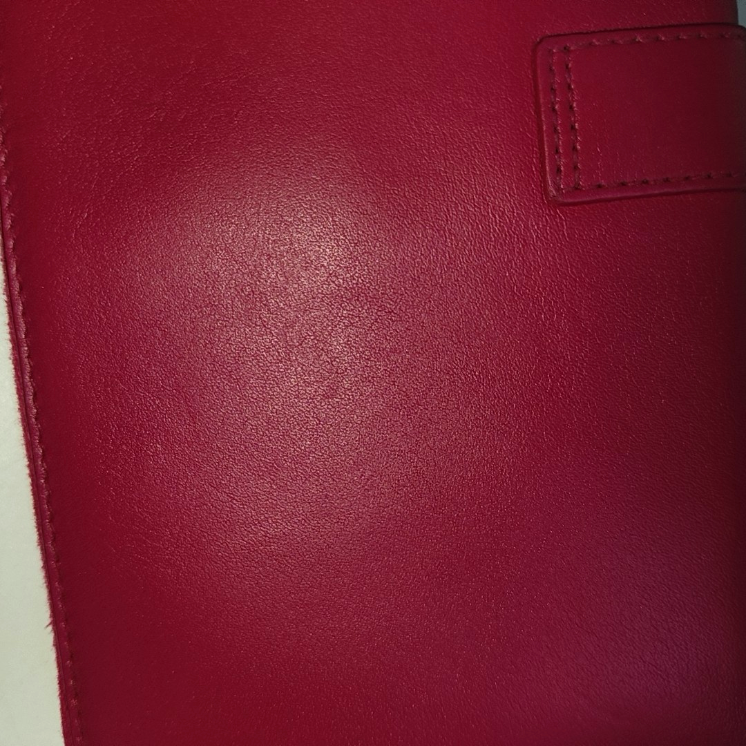 YSL Fuchsia Leather Wallet Golden hardware-(SKU)-935677489