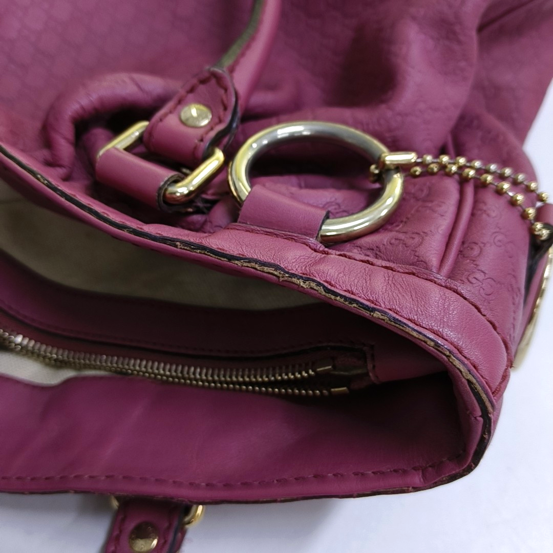 GUCCI Sukey Pink Cowhide Old Flower Embossed Handbag Golden hardware-(SKU)-948483016
