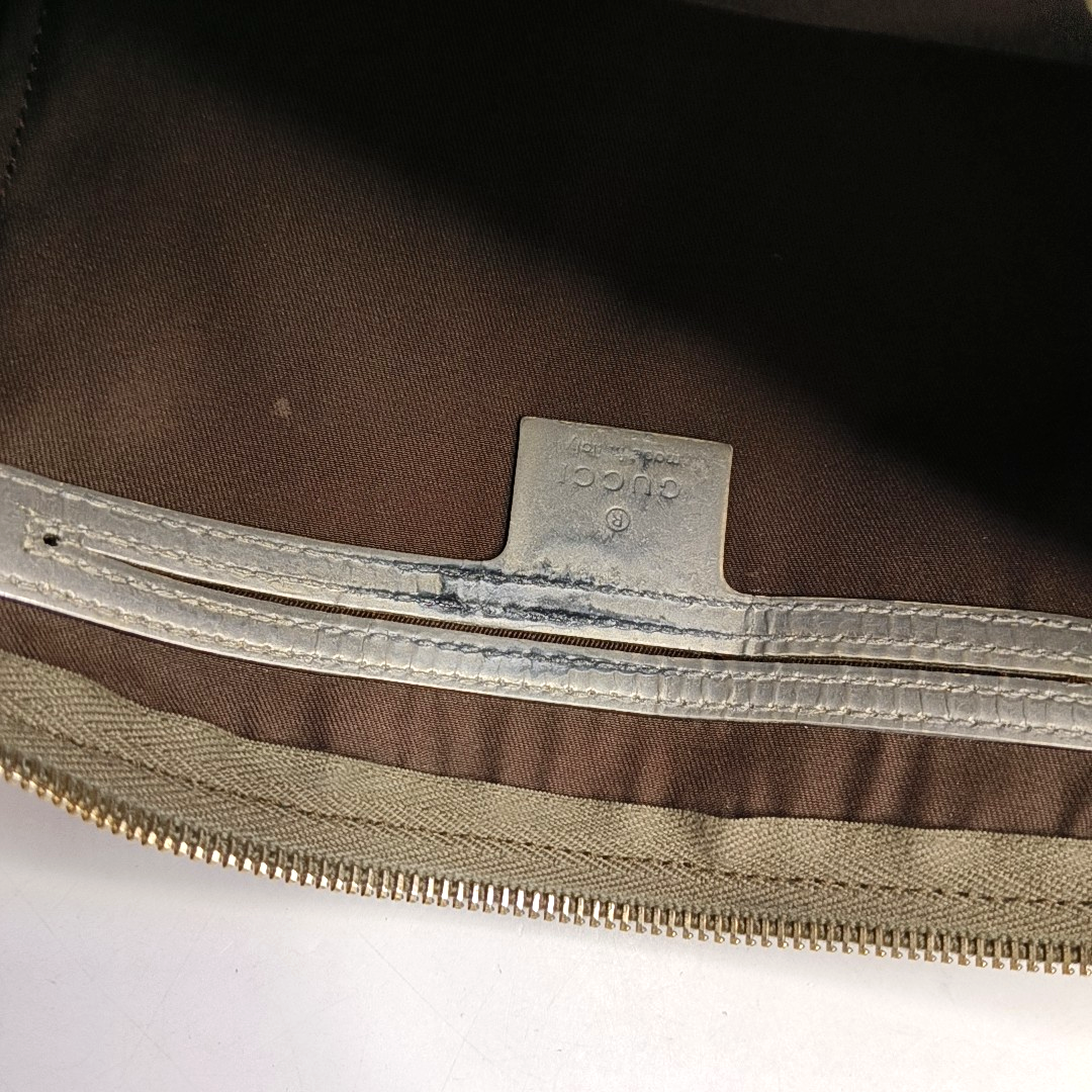 GUCCI Bardot Medium size Beige Coated Canvas Monogram Single Shoulder Bag Handbag Golden hardware-(SKU)-960390668