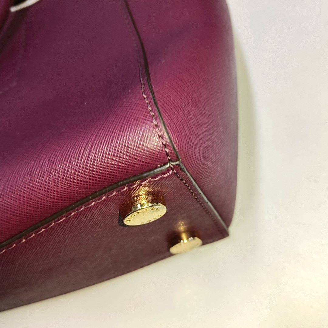 MICHAEL KORS Hamilton Fuchsia Red Calfskin Studs Single Shoulder Crossbody Bag Golden hardware Removable shoulder strap-(SKU)-939155071