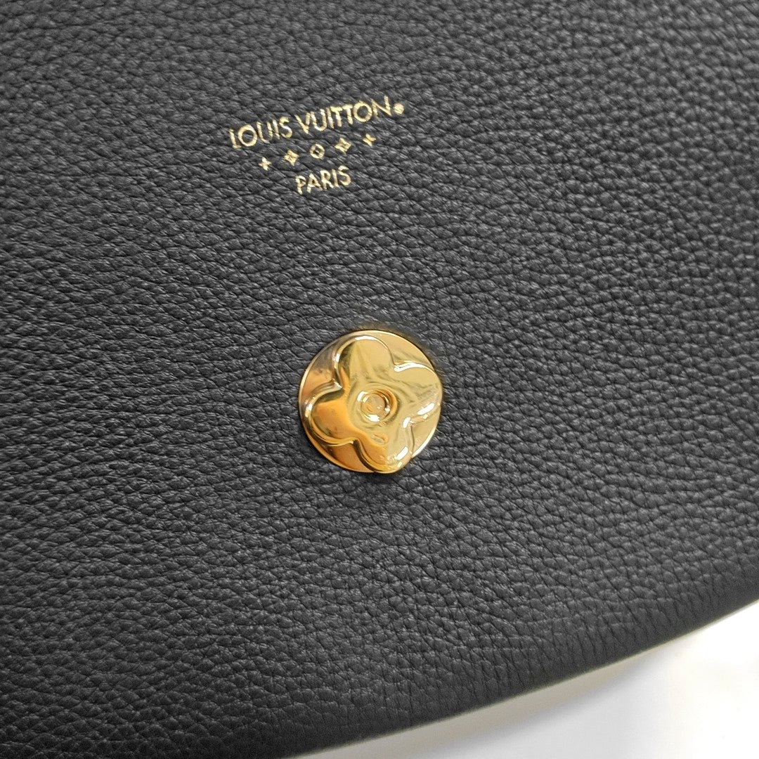 LOUIS VUITTON PONT 9 Small Black Calfskin Crossbody Shoulder Bag Tote Bag Gold Hardware Removable Shoulder Strap Full Accessories-(SKU)-968593873