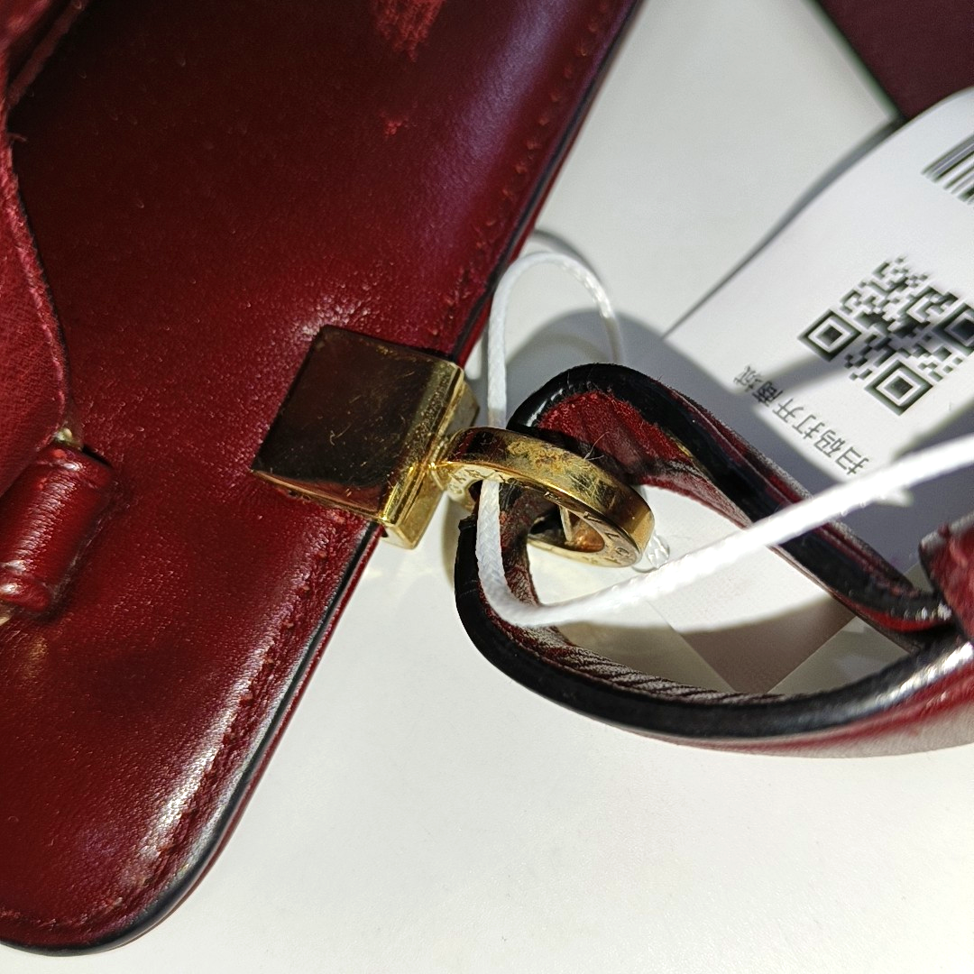 BVLGARI ISABELLA ROSSELLINI Burgundy Cowhide Single Shoulder Bag Handbag Crossbody Golden hardware Removable shoulder strap-(SKU)-931850112