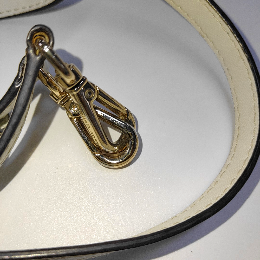 MICHAEL KORS Tote bag White Leather Patchwork Inset Crossbody Single Shoulder Bag Handbag Golden hardware Removable shoulder strap-(SKU)-932783856