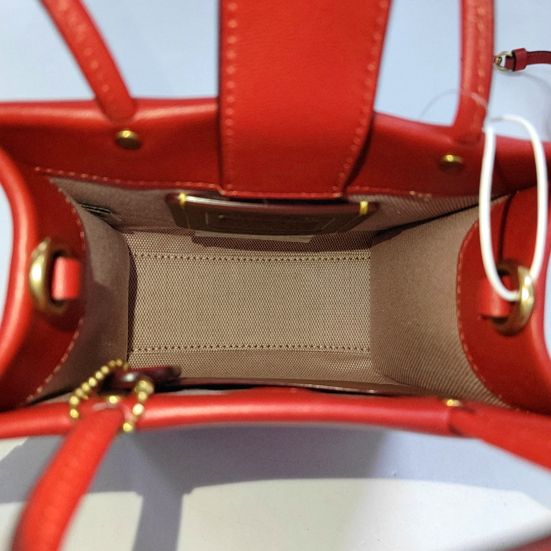 COACH CASHIN mini Red Leather Single Shoulder Bag Crossbody Bag Handbag Golden hardware Removable shoulder strap-(SKU)-950892383