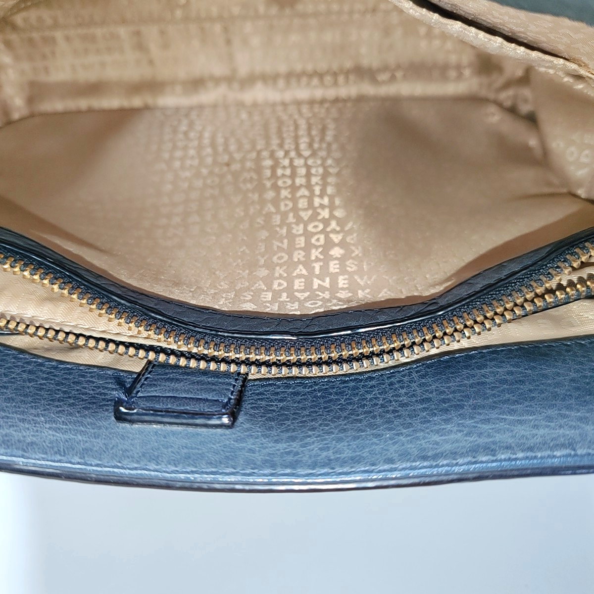 Kate Spade Tote bag Dark blue leather cutout single shoulder bag Golden hardware Removable shoulder strap-(SKU)-936488980