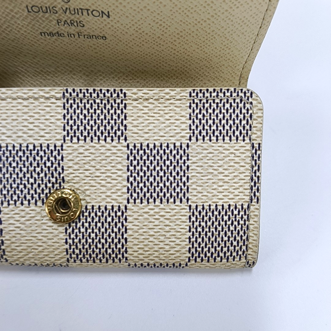 LOUIS VUITTON White Coated Canvas Checkerboard Key Case Golden hardware-(SKU)-955829929