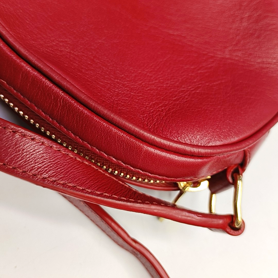 CELINE C CHARM Small size Red Leather Quilted Shoulder Bag Golden hardware-(SKU)-950436604