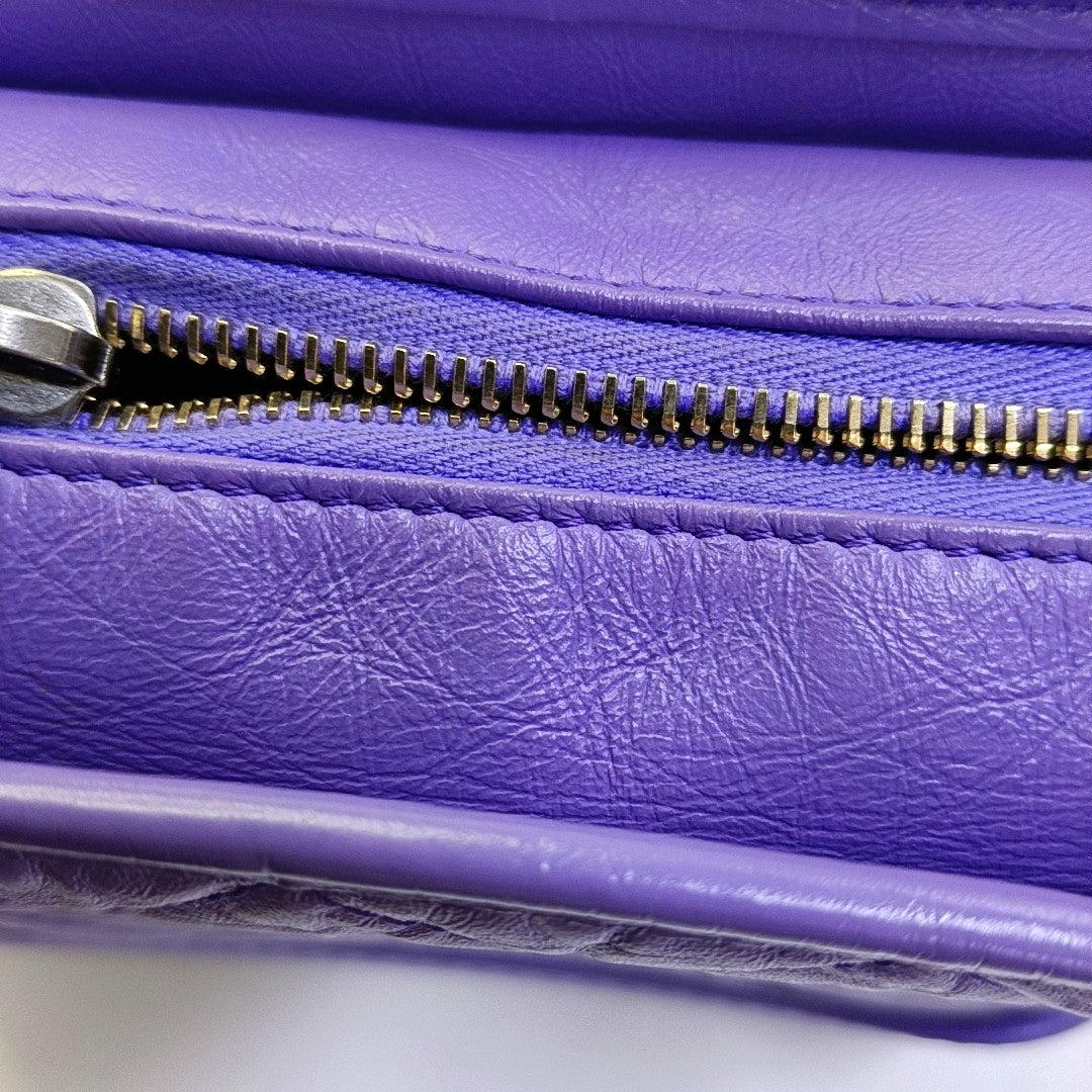 CHANEL GABRIELLE Small Purple Calfskin QuiltedShoulder Bag Crossbody Bag Gold Silver Ruthenium Hardware 29K-(SKU)-969086425