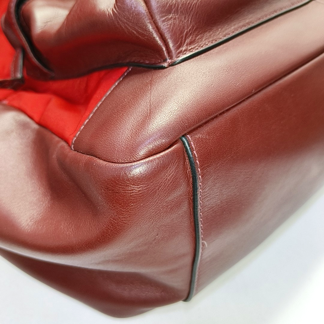 COACH CHARLESBurgundy Leather Embossed Backpack Large-(SKU)-951732413