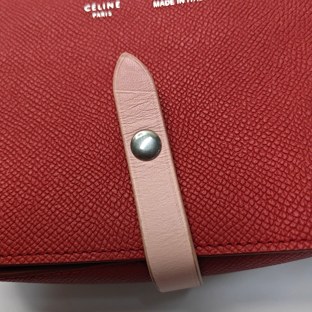 CELINE Red cowhide shoulder bag crossbody bag Silver Hardware-(SKU)-955217814