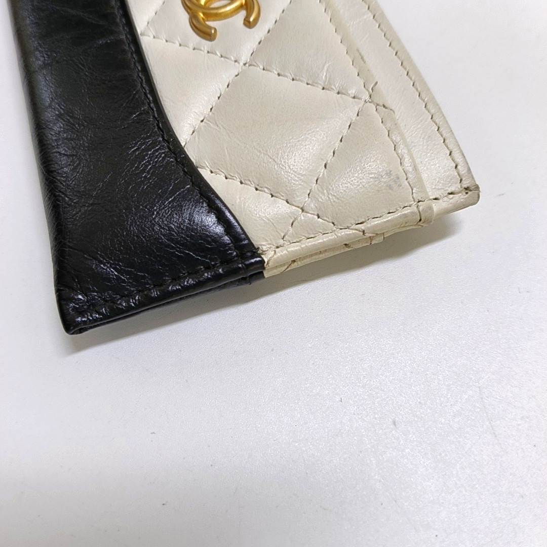 CHANEL GABRIELLE White Cowhide Diamond Pattern Card Wallet Golden hardware 25nan-(SKU)-959022571
