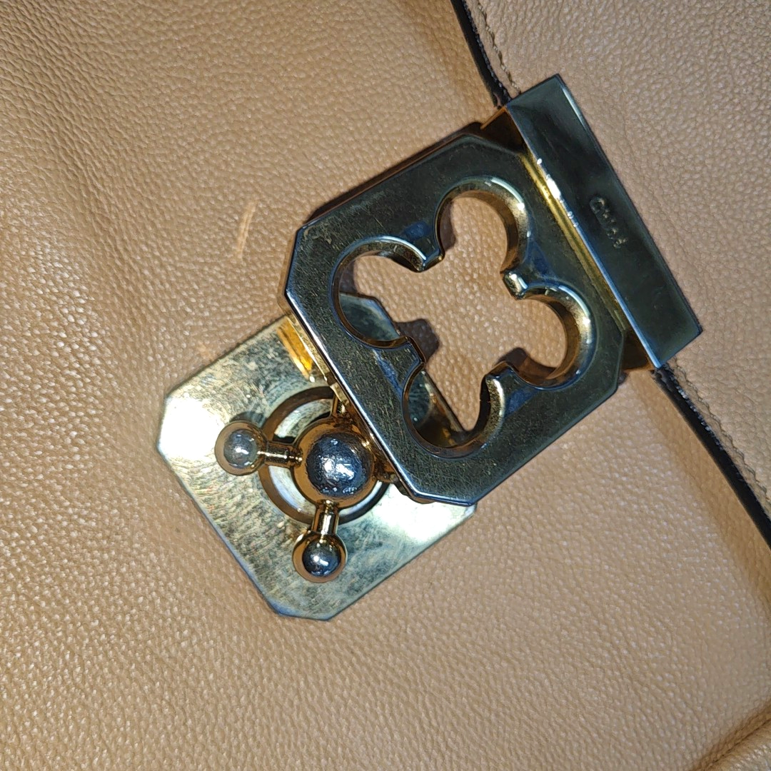 Chloé Elsie Nude Pink Leather Single Shoulder Bag Crossbody Bag Golden hardware-(SKU)-933934361
