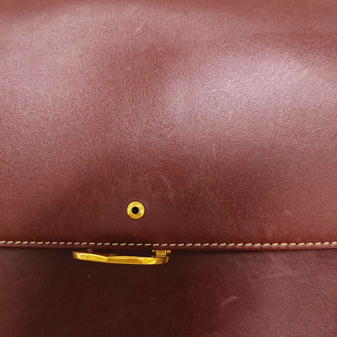 Cartier Burgundy Leather Single Shoulder Bag Golden hardware-(SKU)-940925520