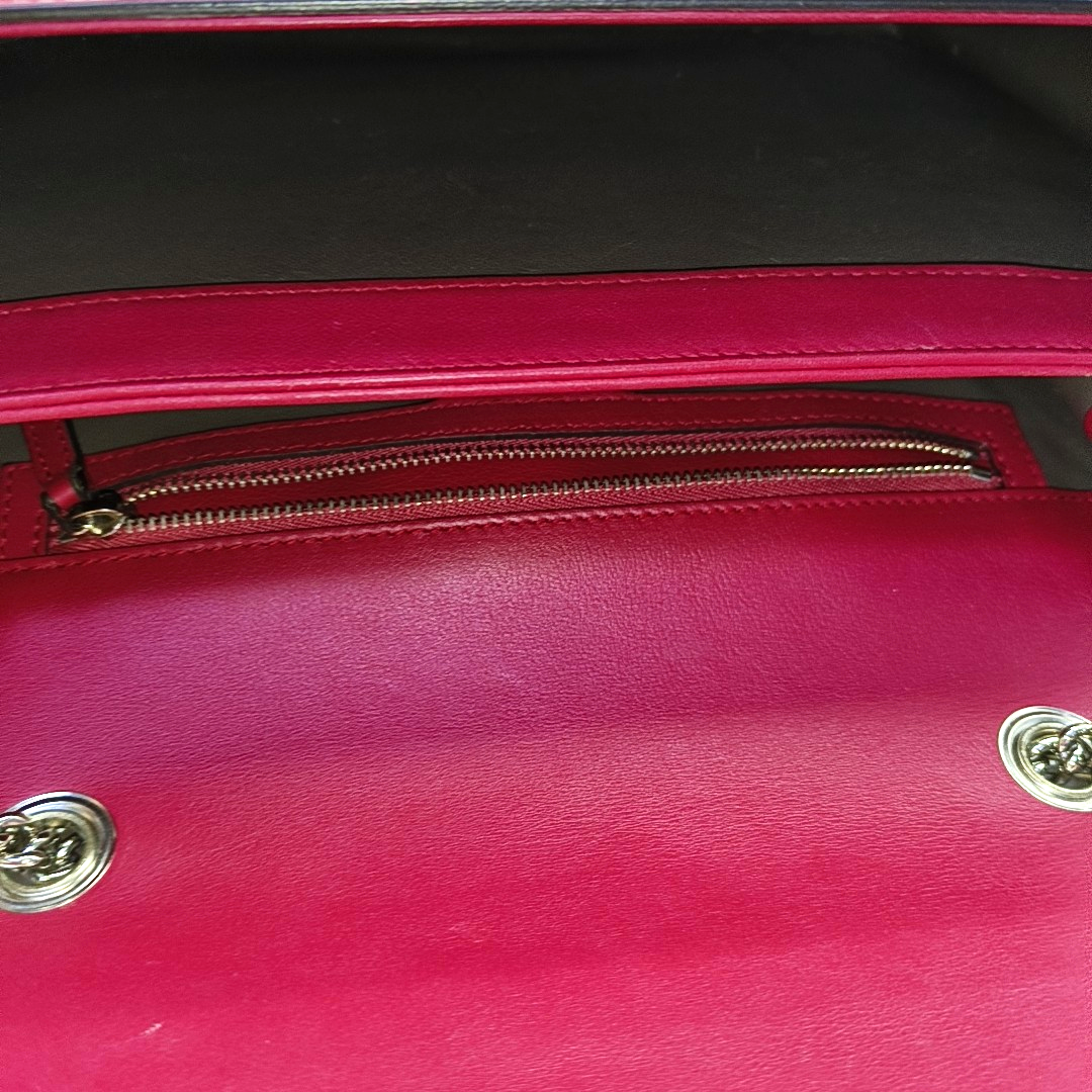 GUCCI Interlocking G Large size Fuchsia Leather Shoulder Tote Crossbody Bag Silver Hardware-(SKU)-953004708