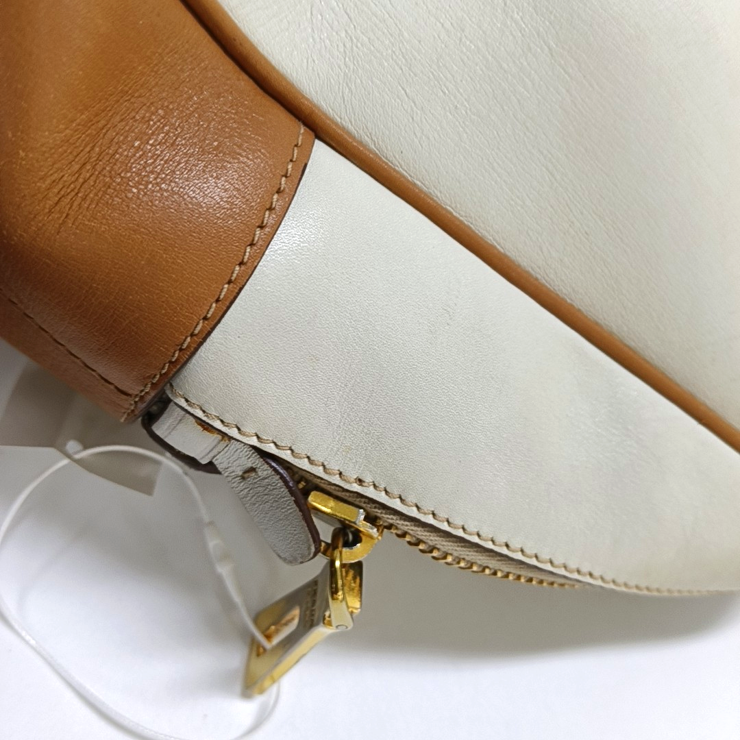PRADA White Leather Monogrammed Tote Bag Golden hardware-(SKU)-960002423
