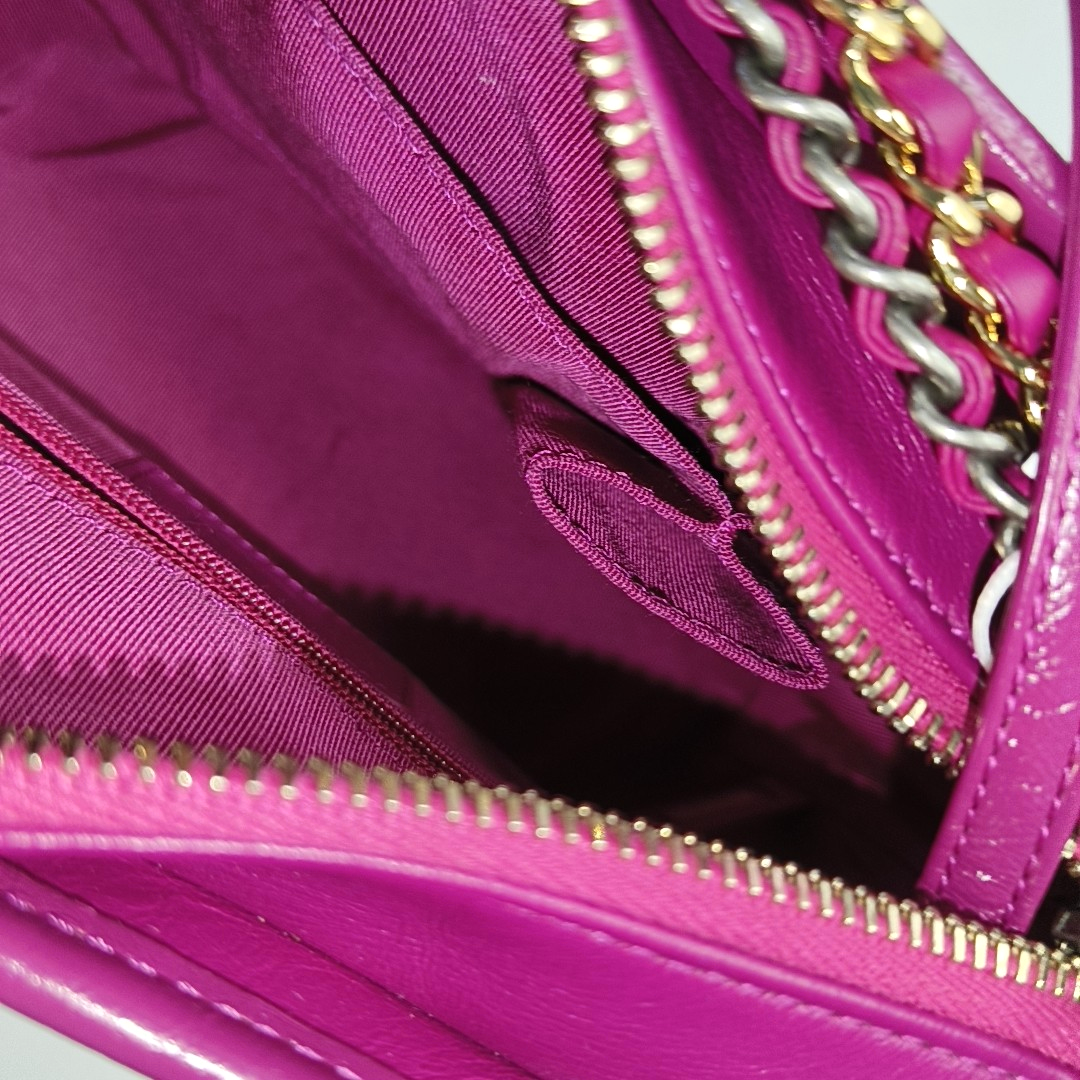 CHANEL GABRIELLE Small Magenta Calfskin Quilted Cannage Shoulder Bag, Crossbody Bag with Detachable Strap and 28 Compartments-(SKU)-946020995