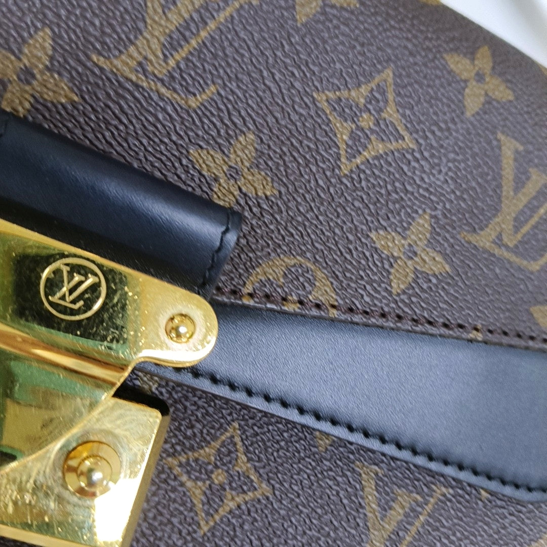 LOUIS VUITTON MARCEAU Brown Coated Canvas Monogram Single Shoulder Bag Crossbody Bag Gold Hardware-(SKU)-966233231